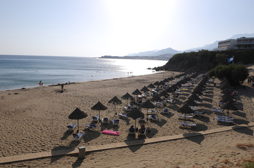 The two sandy beaches of Sunwing Hotel and Mikri Poli Hotel